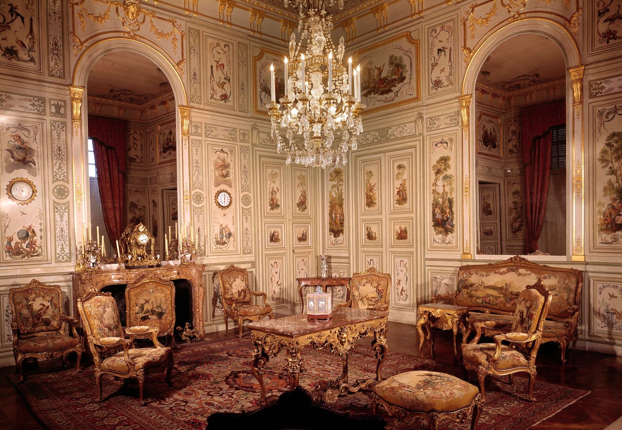 Ansicht des Salons des Schlosses von Champs-sur-Marne, realisiert von den Architekten Pierre Bullet und seinem Sohn Jean Baptiste Bullet de Chamblain zwischen 1699 und 1706 von Pierre Bullet