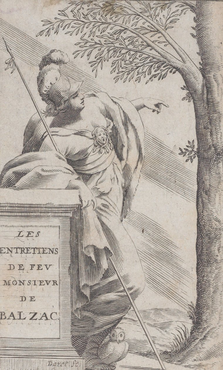 Frontispiz, aus Interviews mit dem verstorbenen Herrn Balzac Les Entretiens de Feu Monsieur d..., 1660 von Pierre Daret