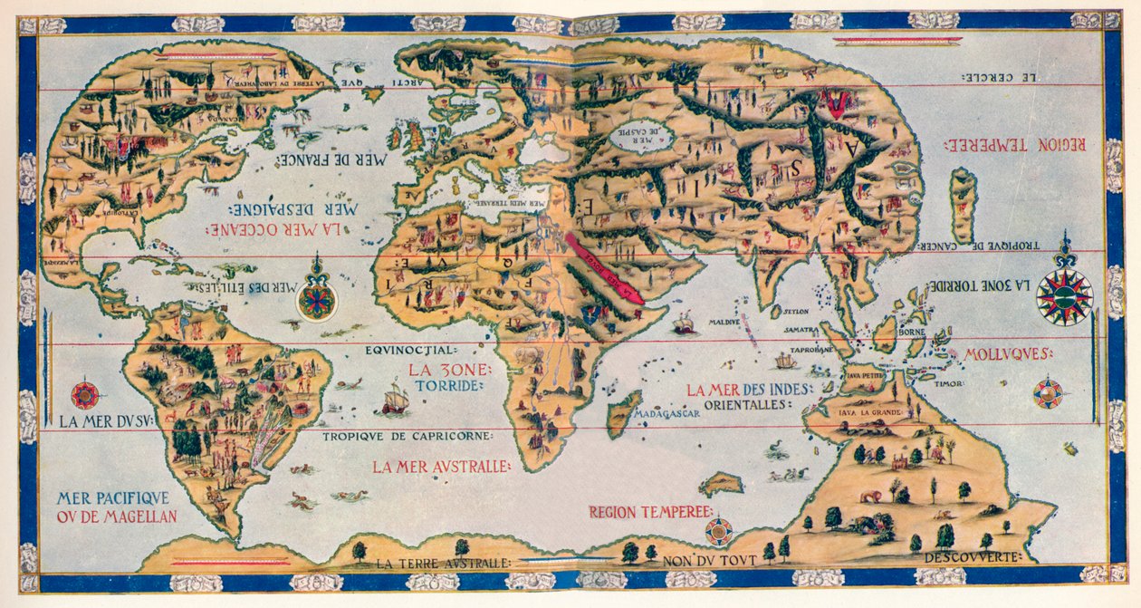 Die Dauphin-Weltkarte, 1546 von Pierre Desceliers