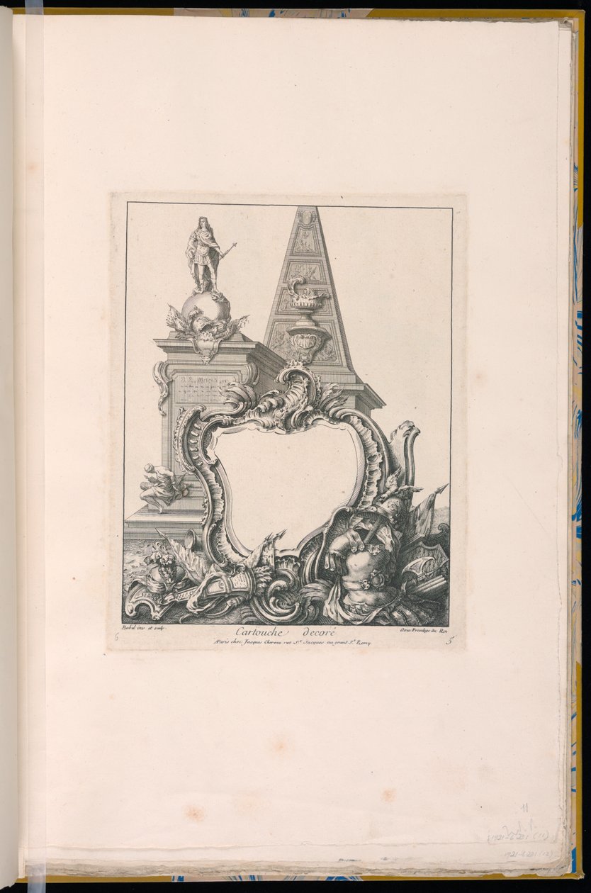 Kartusche mit Trophäen, einer Statue und einer Pyramide von Pierre Edme Babel