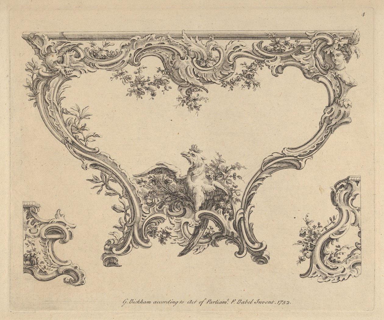 Entwurf für einen Konsolentisch, 1752 von Pierre Edme Babel