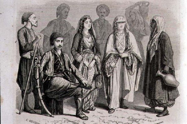 Anatolische Tracht in den 1860er Jahren, graviert von Stephane Pannemaker von Pierre Eugene (after) Grandsire
