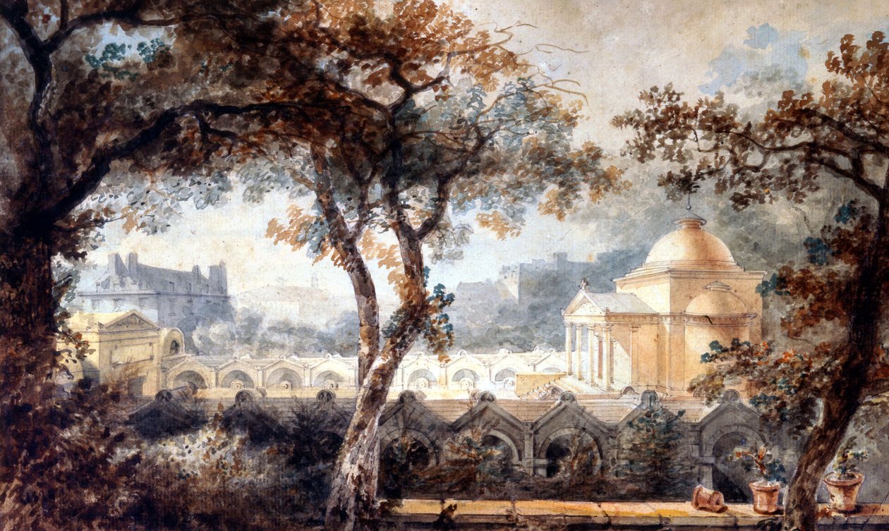 Sühnekapelle von Ludwig XVI. in Paris, Aquarell, ca. 1830 von Pierre Francois Leonard Fontaine
