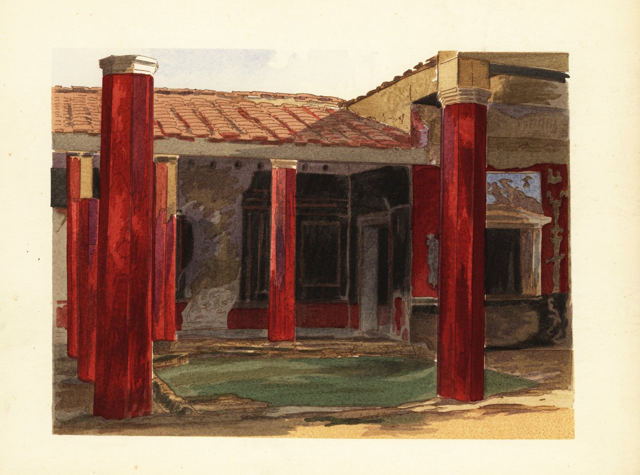 Peristylkolonnade des Hauses des Sallust, Casa di Sallustio, Pompeji von Pierre Gusman