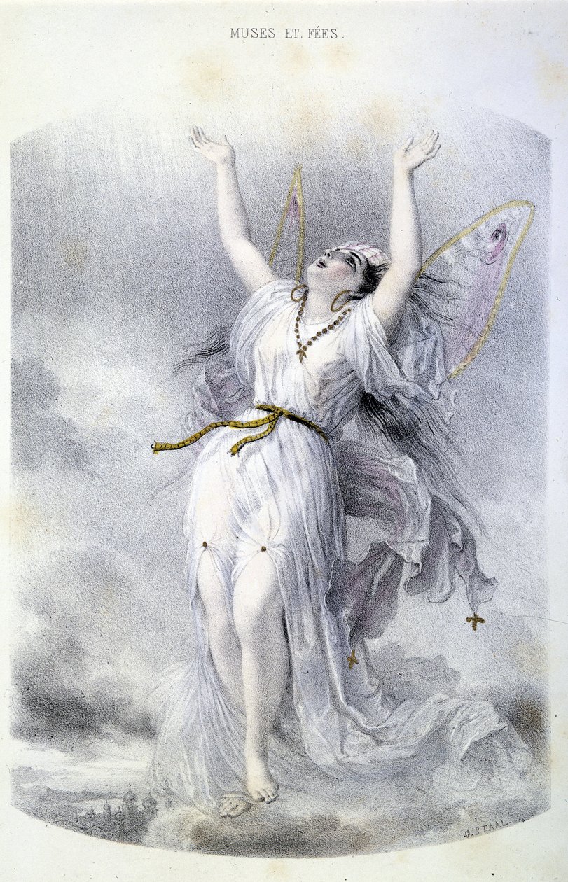 Fee: La Peri - in „Les femmes mythologiques“, von Mery und Foelix, Illustration von G. Staal, Ed. von Gouet von Pierre Gustave Eugene Staal