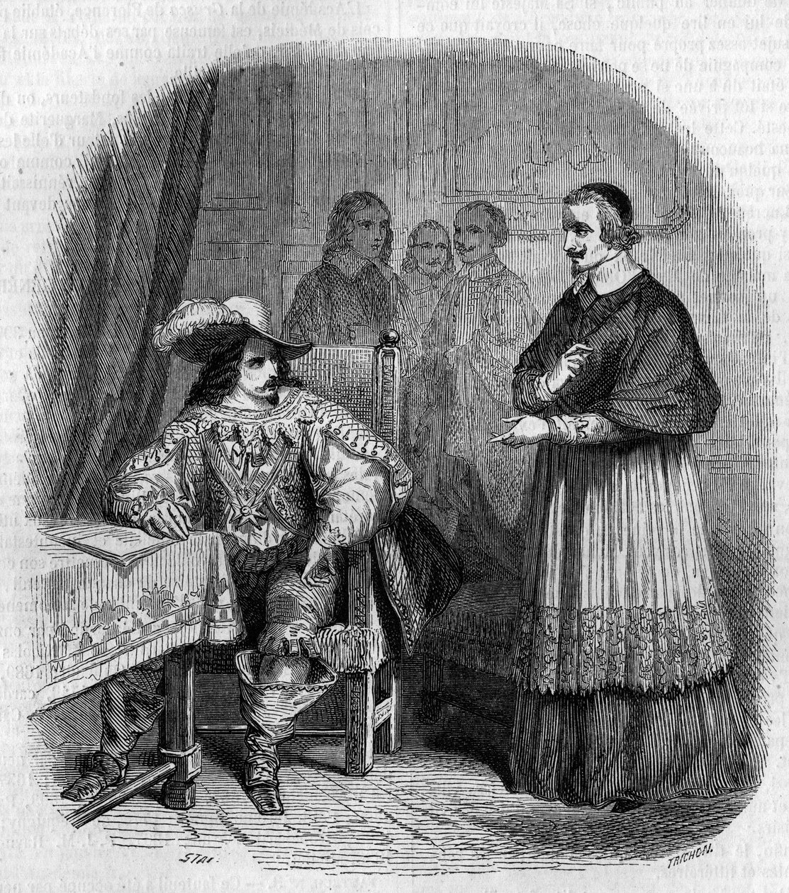 Gegründet 1635 von Ludwig XIII. (1601-1643) und Kardinal Richelieu (Armand Jean du Plessis de Richelieu) (1585-1642). Gravur von G. Staal von Pierre Gustave Eugene Staal