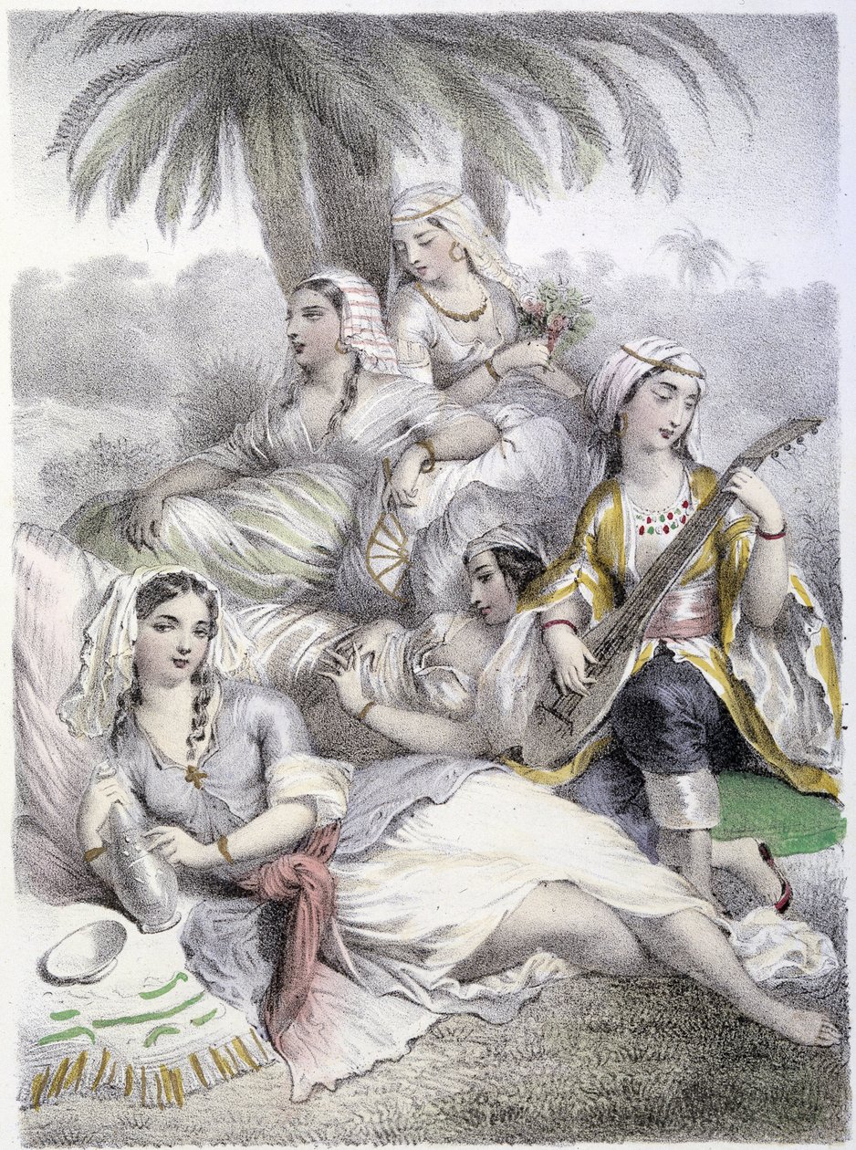 Les Houris - in "Les Femmes mythologiques", Zeichnungen von G. Staal, von Mery und dem Cte Foelix, Ed. G. de Gouet von Pierre Gustave Eugene Staal