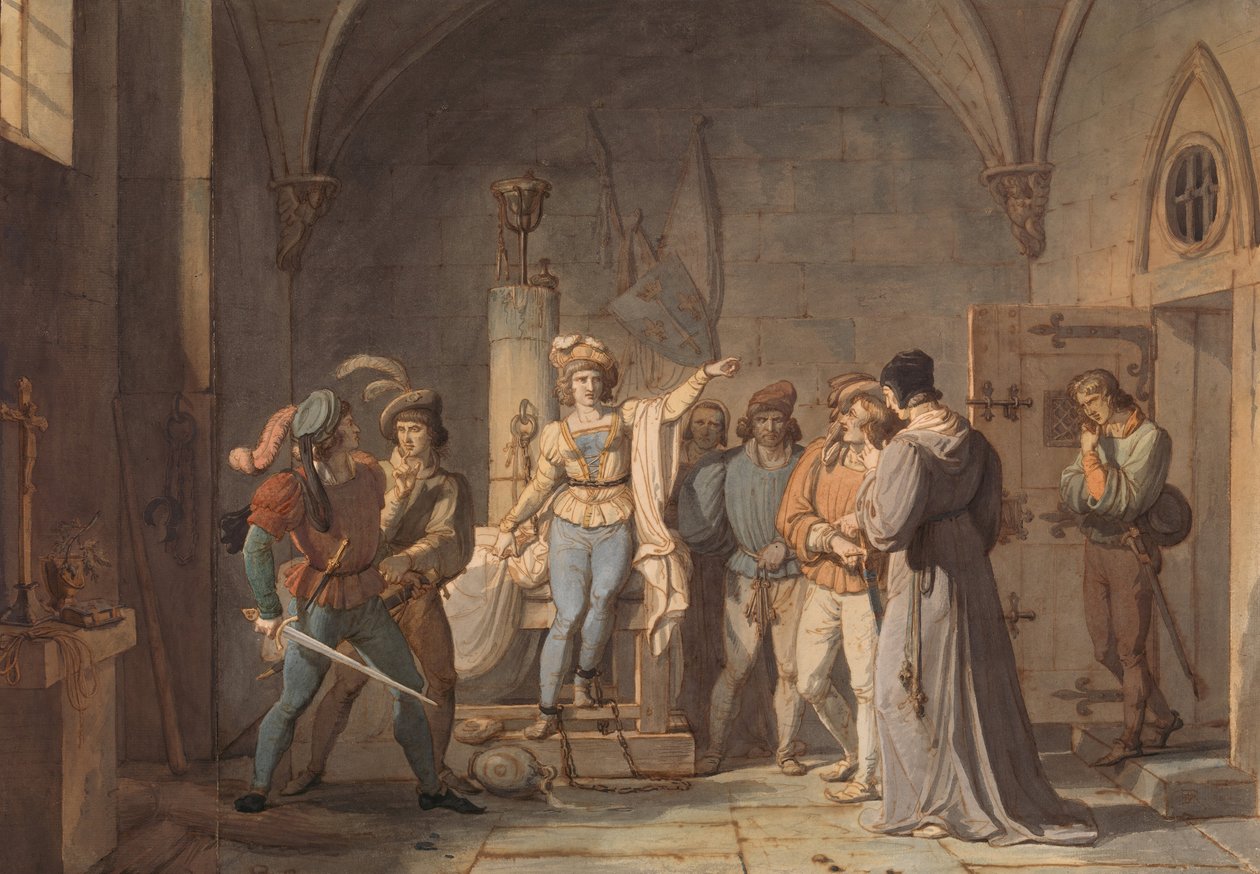 Johanna von Orléans in Rouen eingesperrt, 1819 von Pierre Henri Revoil