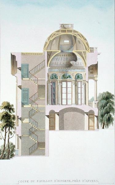 Querschnitt des Pavillons von Hingene, in der Nähe von Antwerpen, aus 