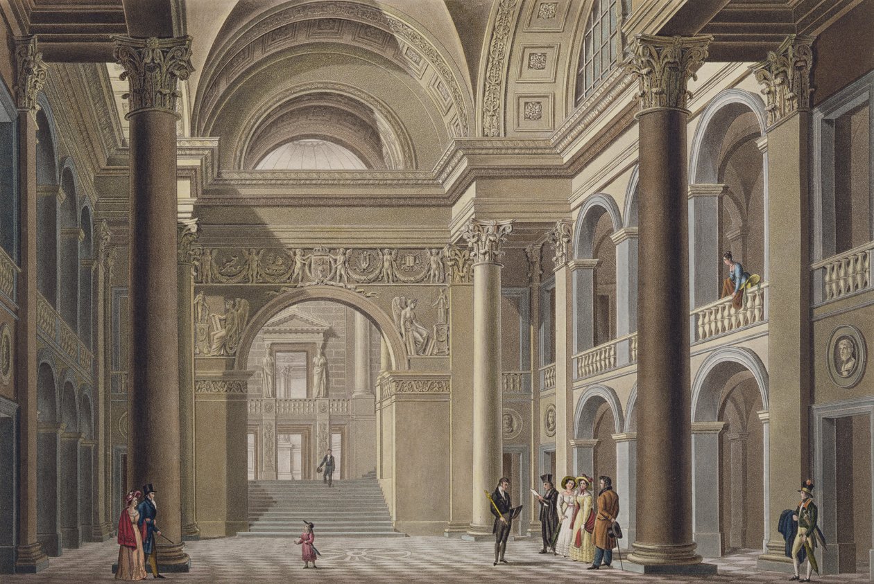 Vorhalle des Palais Academique in Gent, aus Choix des Monuments, Edifices et Maisons les plus remarquables du Royaume des Pays-Bas von Pierre Jacques Goetghebuer, graviert von L. Roelandt von Pierre Jacques Goetghebuer