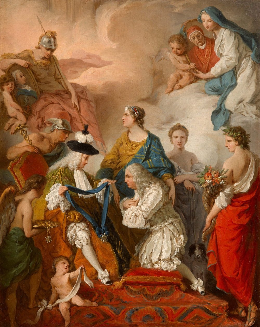 Der Herzog von Saint Aignan verleiht Girolamo Vaini, Prinz von Cantalupe und Herzog von Selci, die Insignien eines Ritters des Heiligen Geistes von Pierre Subleyras
