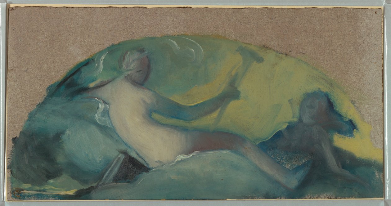 Zeichnung, Studie für ein Tympanon mit liegender Figur, spätes 19. Jahrhundert von Pierre Victor Galland