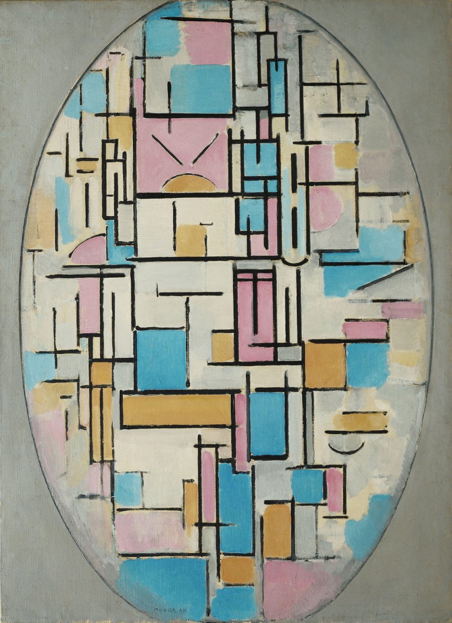 Komposition im Oval mit Farbflächen 1 von Piet Mondrian