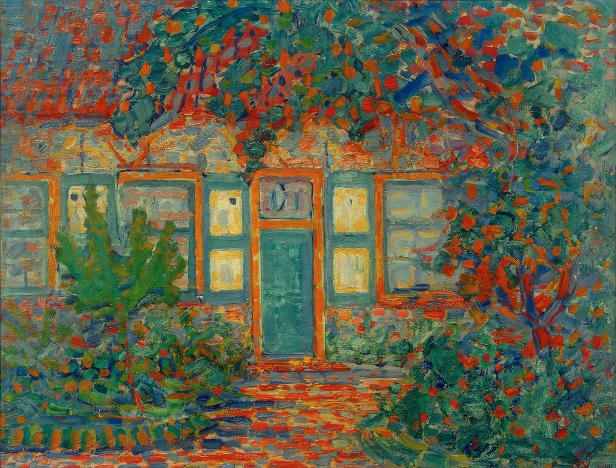 Häuschen bei Sonnenuntergang von Piet Mondrian