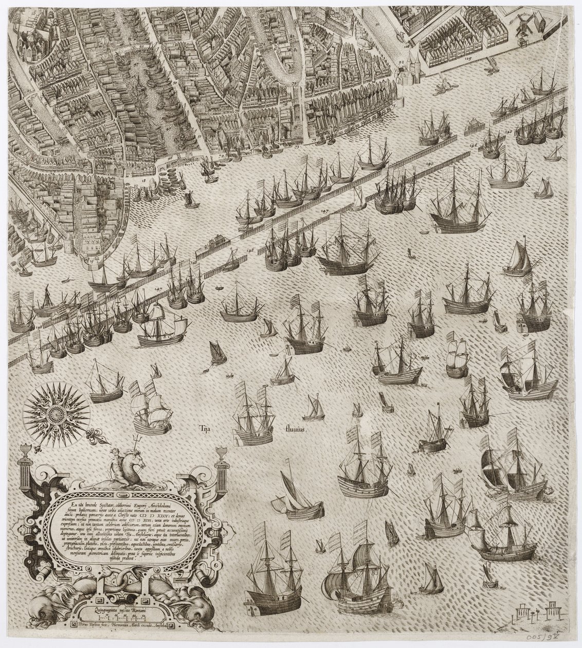 Amstelodamum urbs Hollandiae primaria emporium totius Europae celeberrimum. Teil 4 einer 4-teiligen Karte von Amsterdam von Pieter Bast