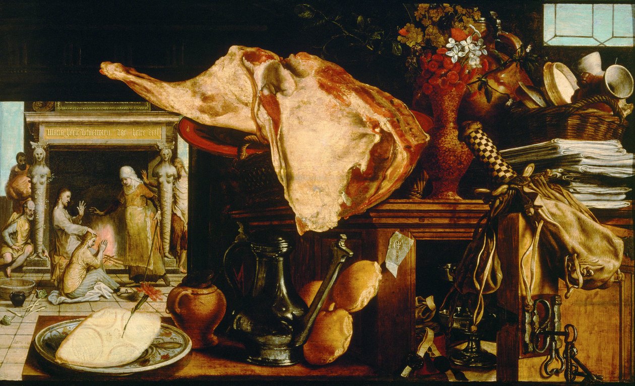 Vanitas Stillleben (Christus im Haus von Martha und Maria) (1552) von Pieter Aertsen