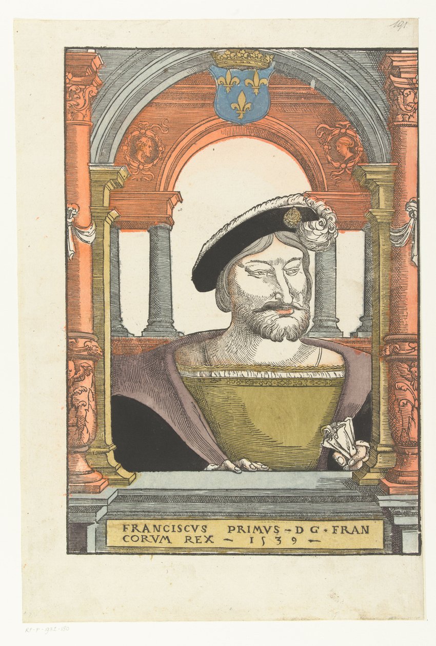 Porträt von Franz I., König von Frankreich (1494-1547), Herzog der Bretagne und Graf der Provence von Pieter (circle of) Coecke van Aelst