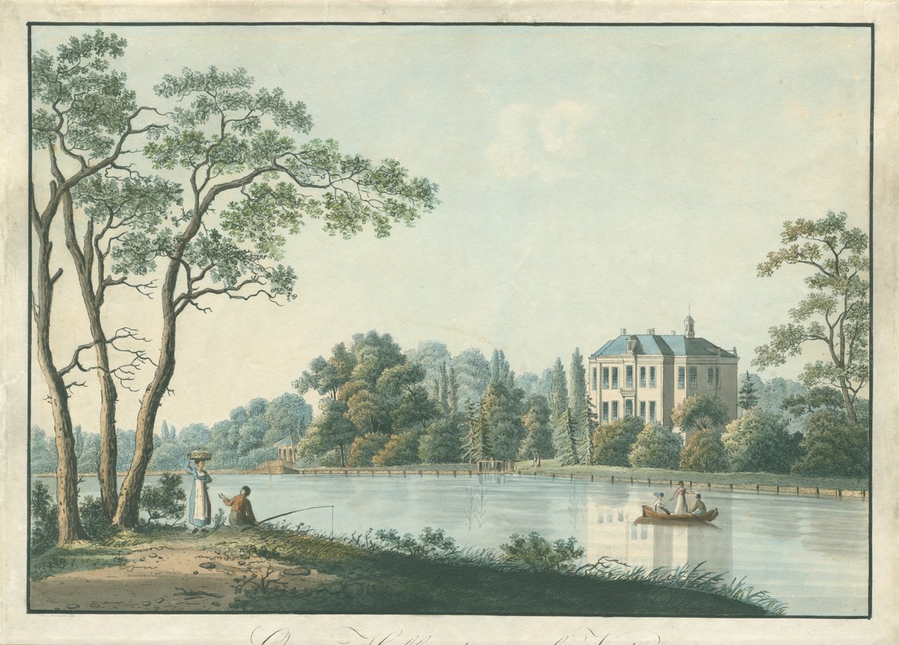 Ansicht von Haus Over Holland mit Teepavillon an der Vecht in Nieuwersluis von Pieter Bartholomeusz. Barbiers