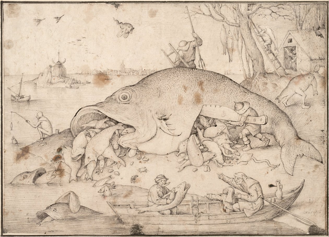 Große Fische fressen kleine Fische, 1556 von Pieter Bruegel the Elder