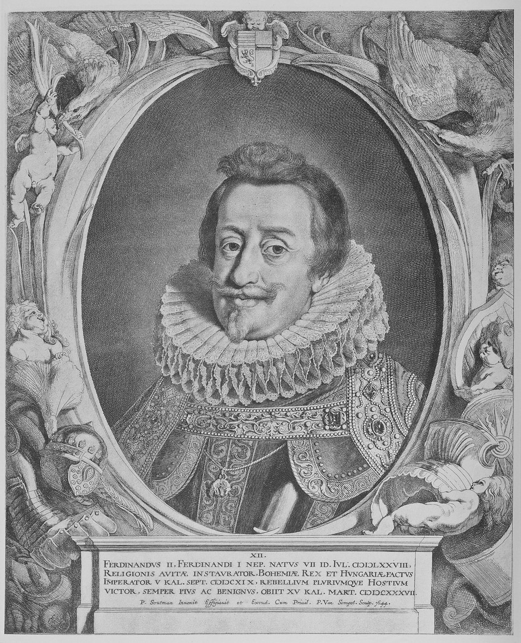 Ferdinand II., Heiliger Römischer Kaiser, graviert von Pieter van Sompel, 1644 von Pieter Claesz Soutman