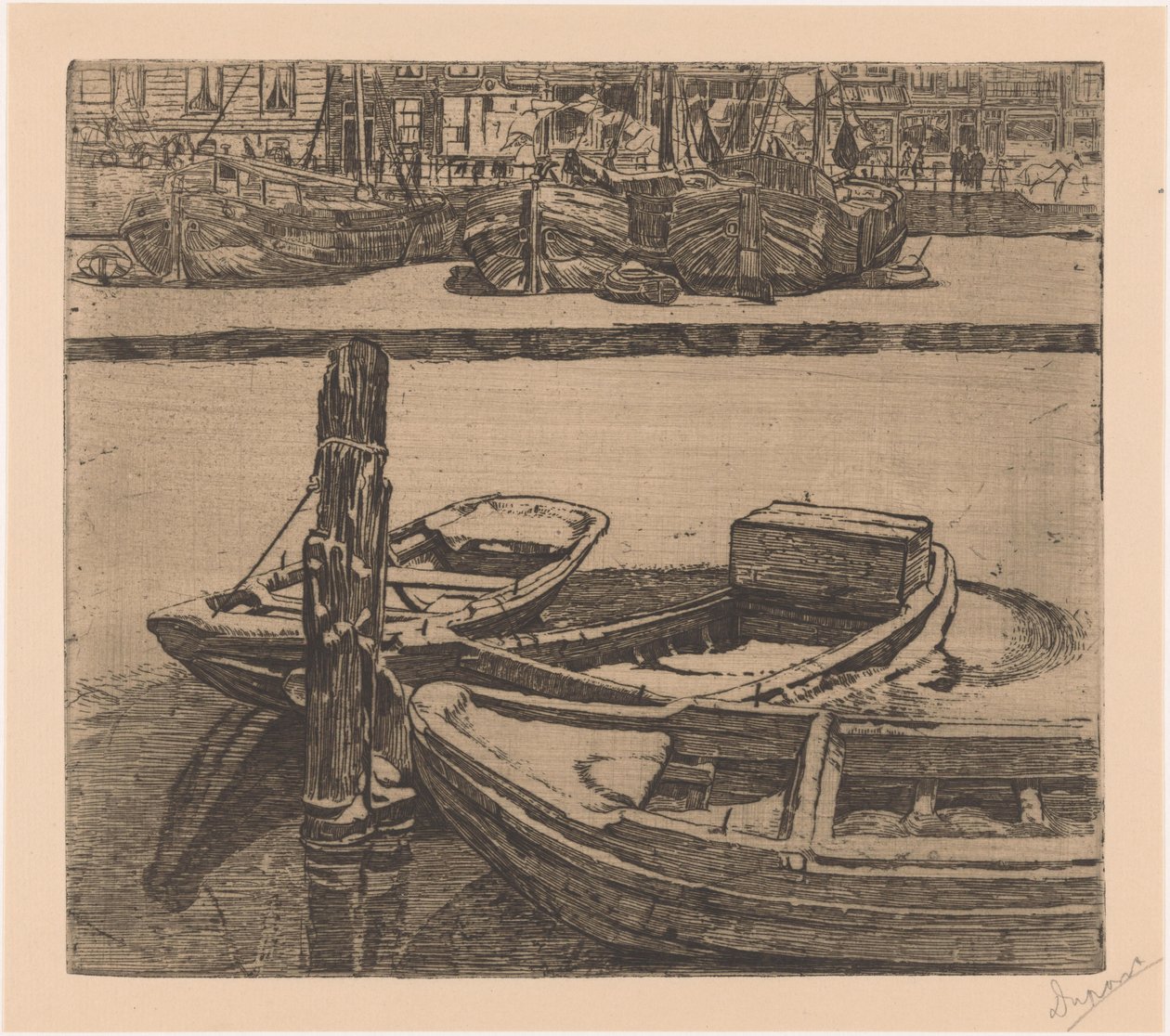 Schiffe im Damrak in Amsterdam von Pieter Dupont (signed by artist)