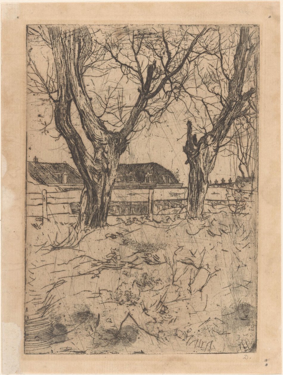 Zwei Kopfweiden vor einem Zaun von Pieter Dupont (signed by artist)