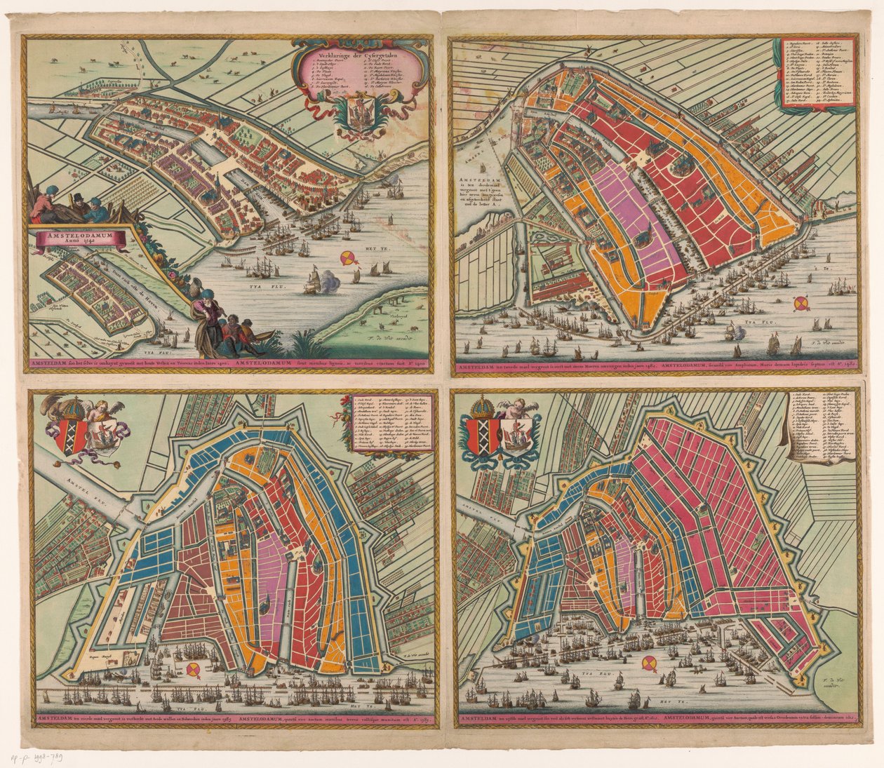 Vier Stadtpläne von Amsterdam von 1400 bis 1612 von Pieter Hendricksz. Schut (possibly)