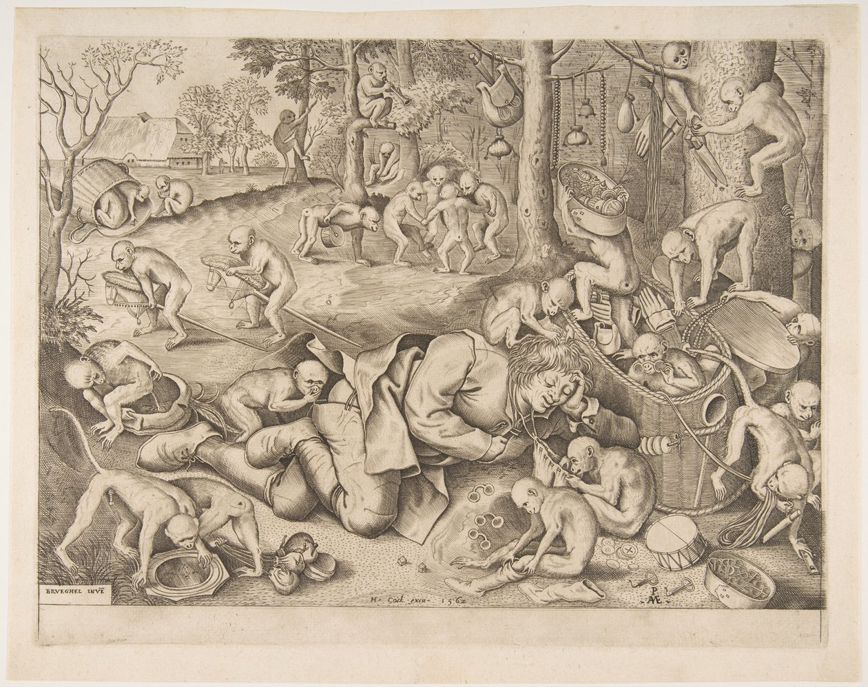Der Kaufmann, der von Affen ausgeraubt wird, 1562 von Pieter Heyden van der