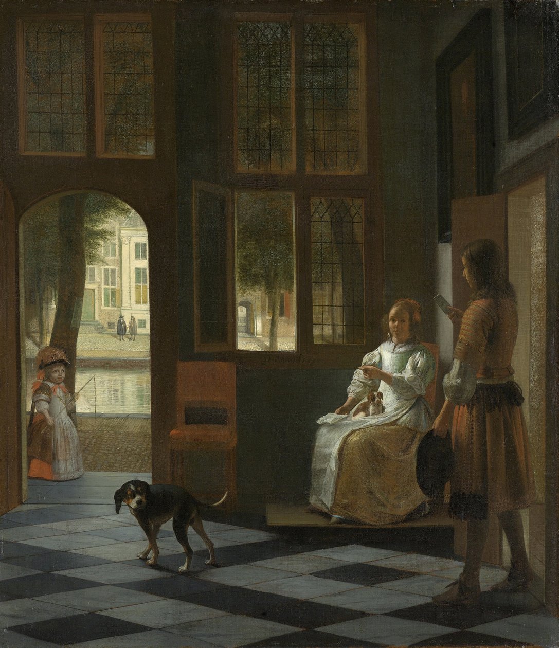 Eine Frau, die einem jungen Mann mit einem Brief Anweisungen gibt, 1670 von Pieter Hooch de