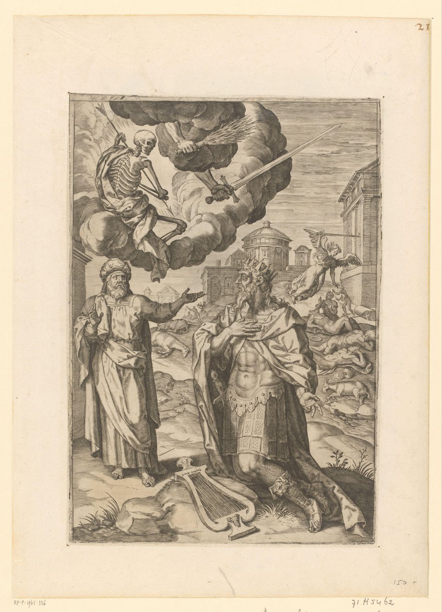 David und Salomo beten für das Ende der Bestrafung Israels von Pieter Jalhea Furnius (possibly)