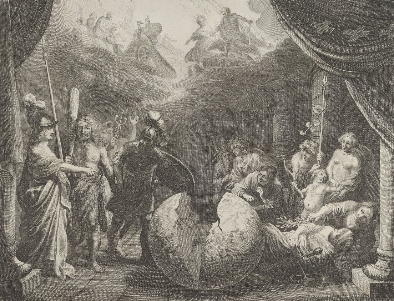 Tafel 11: Allegorie über die Zwietracht in Frankreich, aus Caspar Barlaeus, Medicea Hospes von Pieter Nolpe