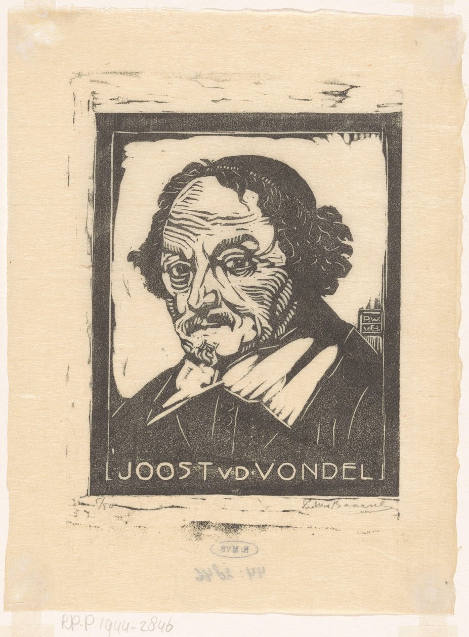 Porträt von Joost van den Vondel von Pieter Willem van Baarsel (signed by artist)