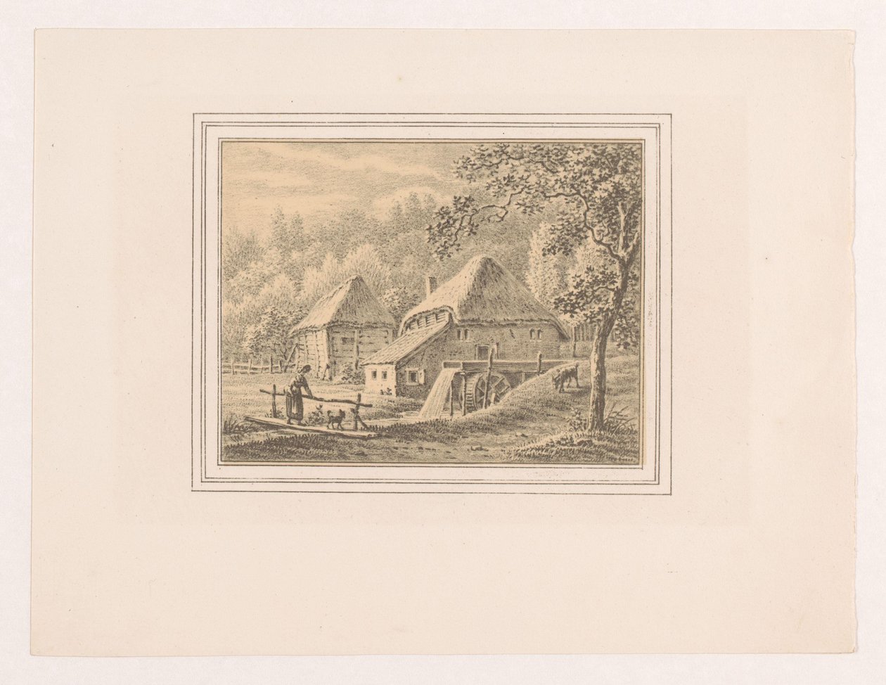 Landschaft mit Wassermühle und Scheune von Pieter de Goeje