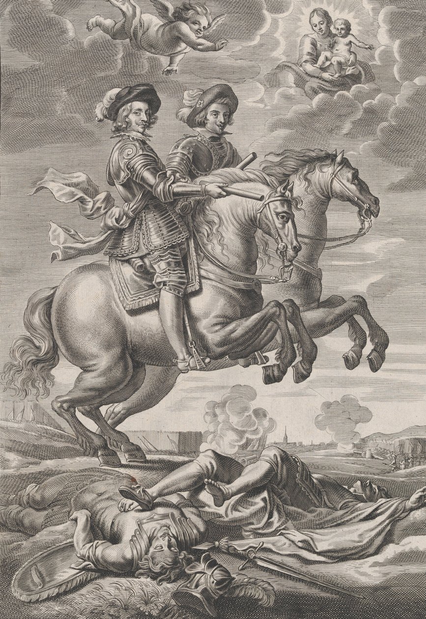 Teller 10: Der König von Ungarn und Ferdinand zu Pferd, aus Guillielmus Becanus