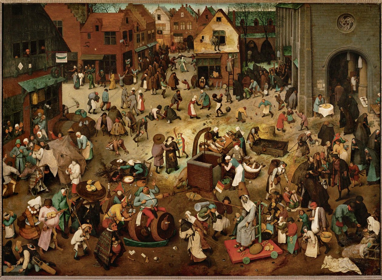 Kampf zwischen Karneval und Fastenzeit von Pieter the Elder Bruegel