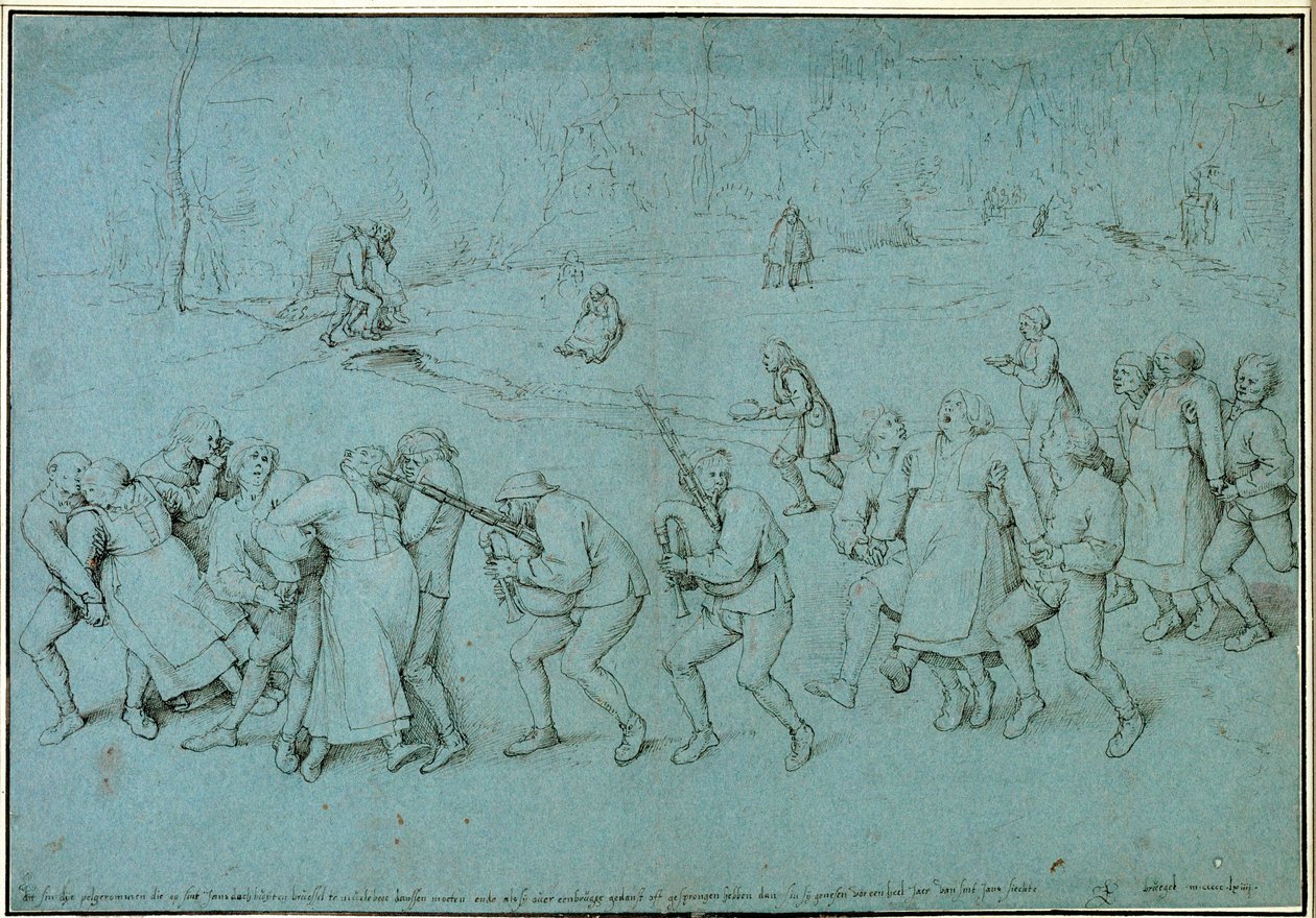 Wallfahrt epileptischer Frauen zur Kirche von Molenbeek, damals außerhalb von Brüssel, am St. Johannestag von Pieter the Elder Bruegel