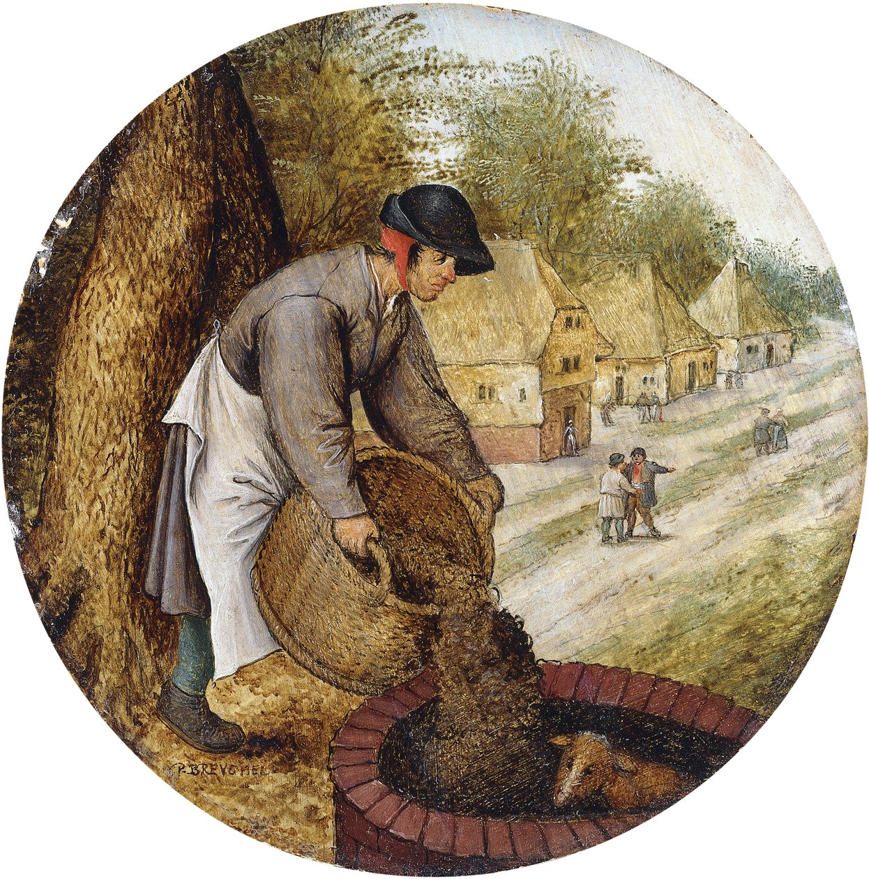 Ein Sprichwort - Den Brunnen füllen, nachdem das Kalb ertrunken ist von Pieter Brueghel the Younger