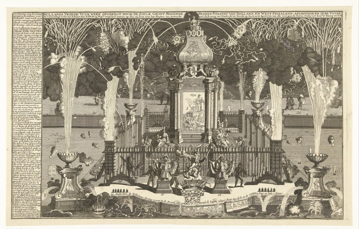 Feuerwerk zu Ehren des Friedens von Utrecht, 1713 von Pieter van Buysen jr.