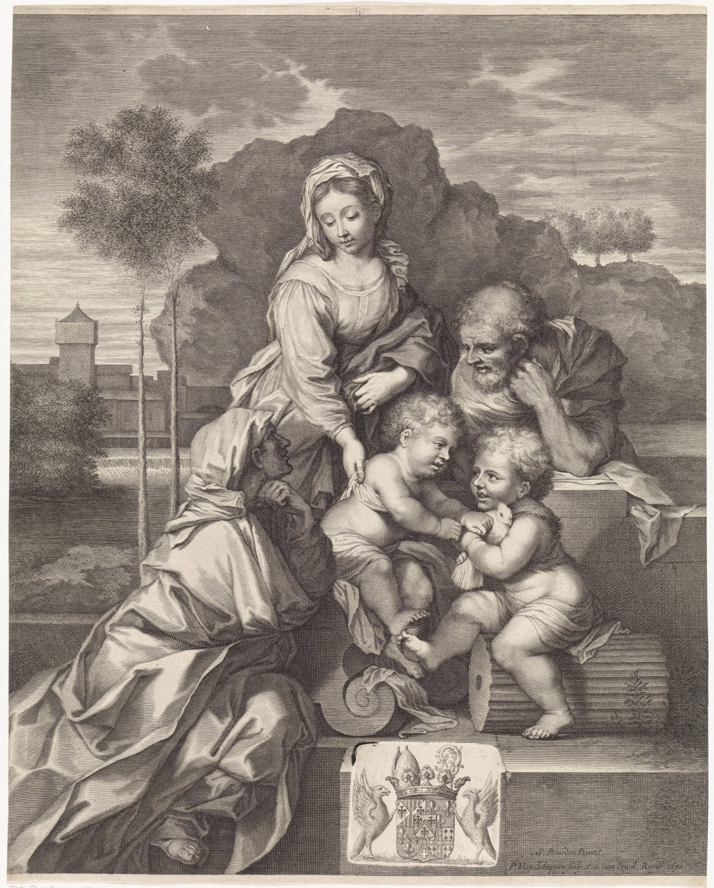 Heilige Familie mit Elisabeth und Johannes dem Täufer von Pieter van Schuppen