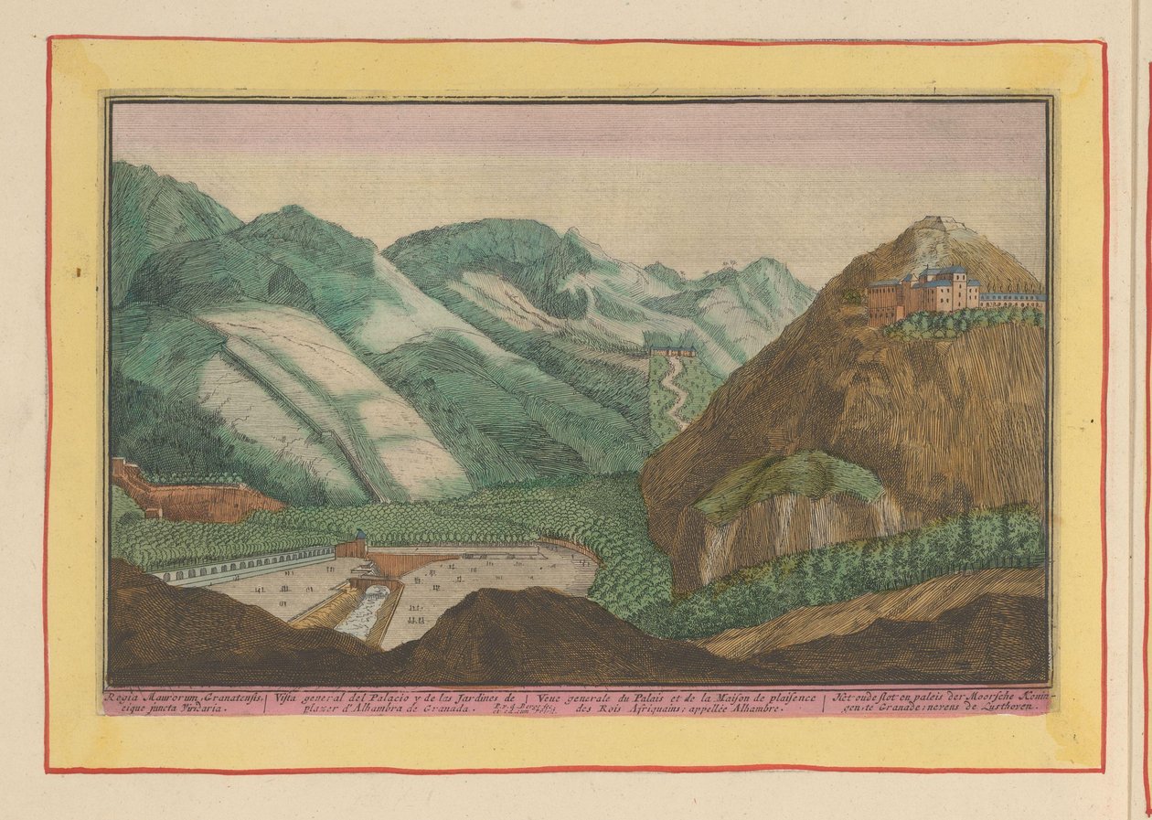 Ansicht des Palastes und der Gärten der Maurischen Könige in Granada von Pieter van den Berge