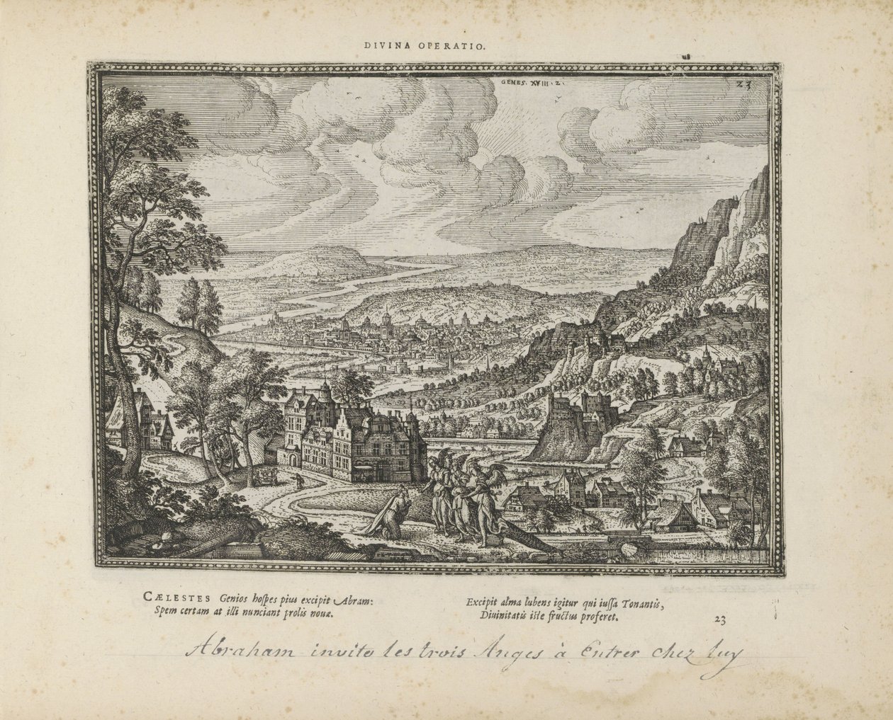 Landschaft mit Abraham und den drei Engeln von Pieter van der Borcht (I)