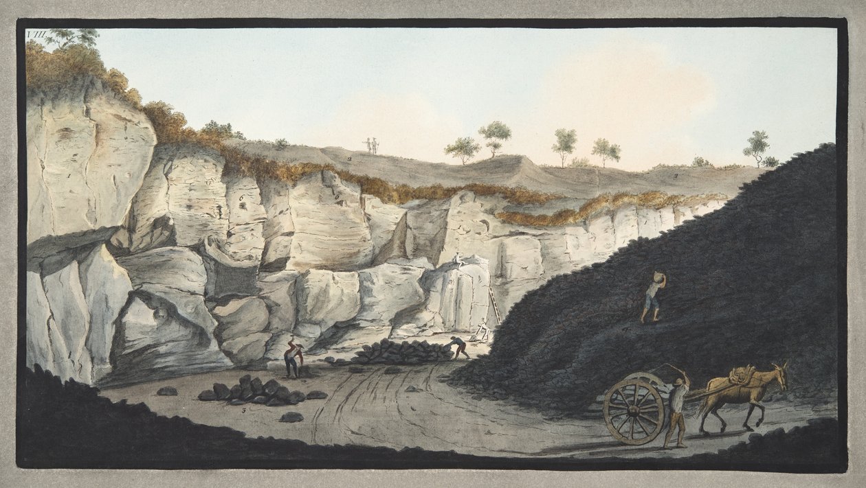 Ausgrabungen einer dicken Lavaschicht, die während des Ausbruchs des Vesuvs 1631 ins Meer floss, Tafel 8 aus 