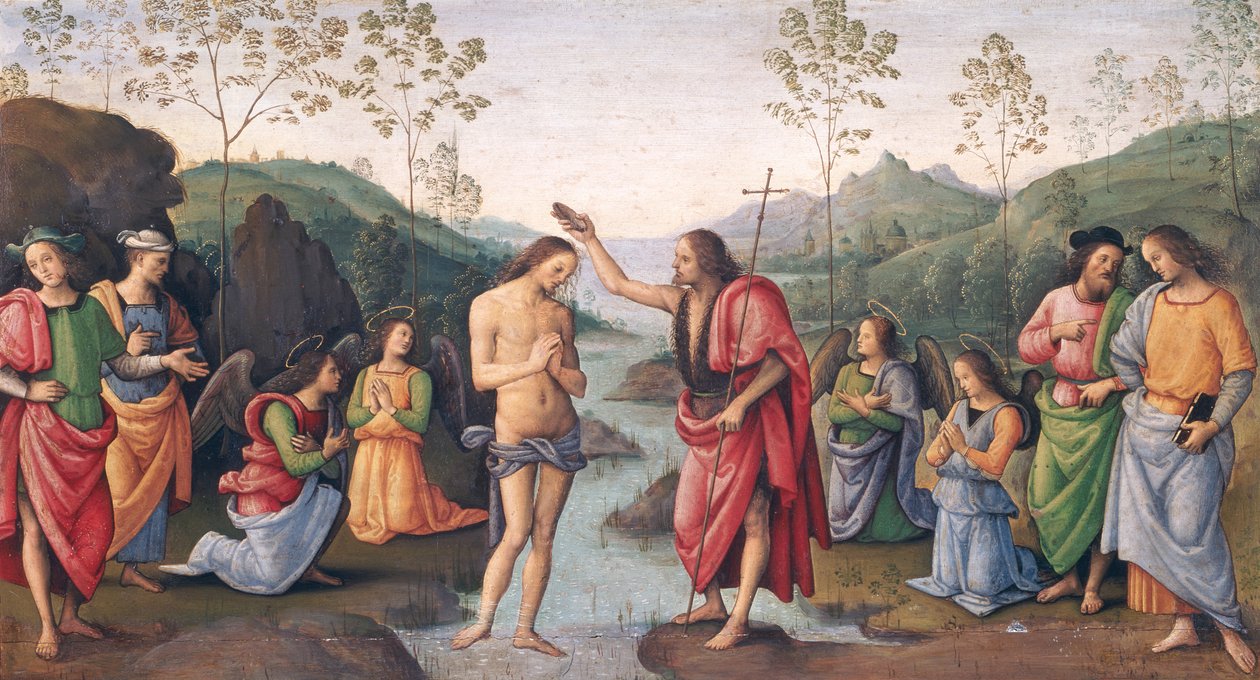 Die Taufe Christi, aus dem Kloster San Pietro, Perugia, 1496-98 von Pietro Perugino