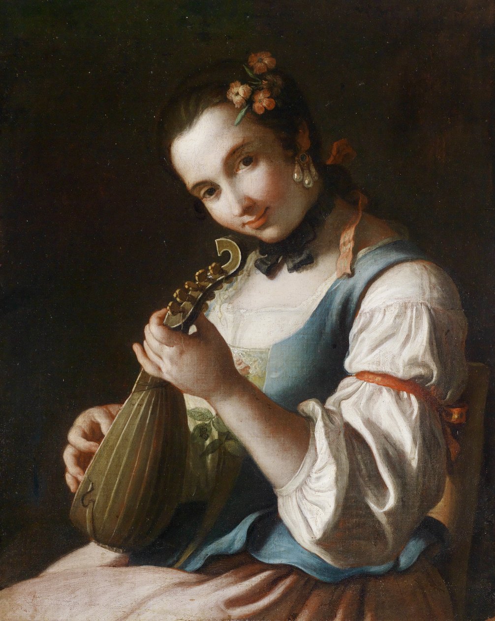 Bildnis einer Dame beim Lautenspiel von Pietro Antonio Rotari