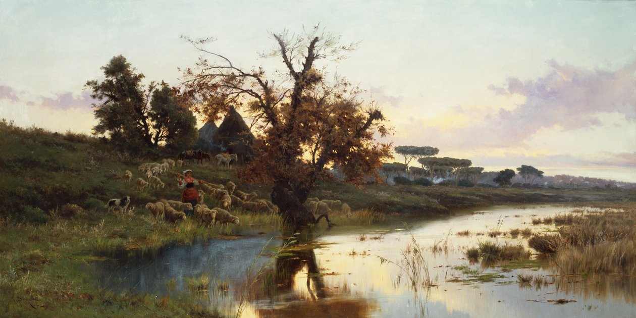 Herde bei Sonnenuntergang von Pietro Barucci
