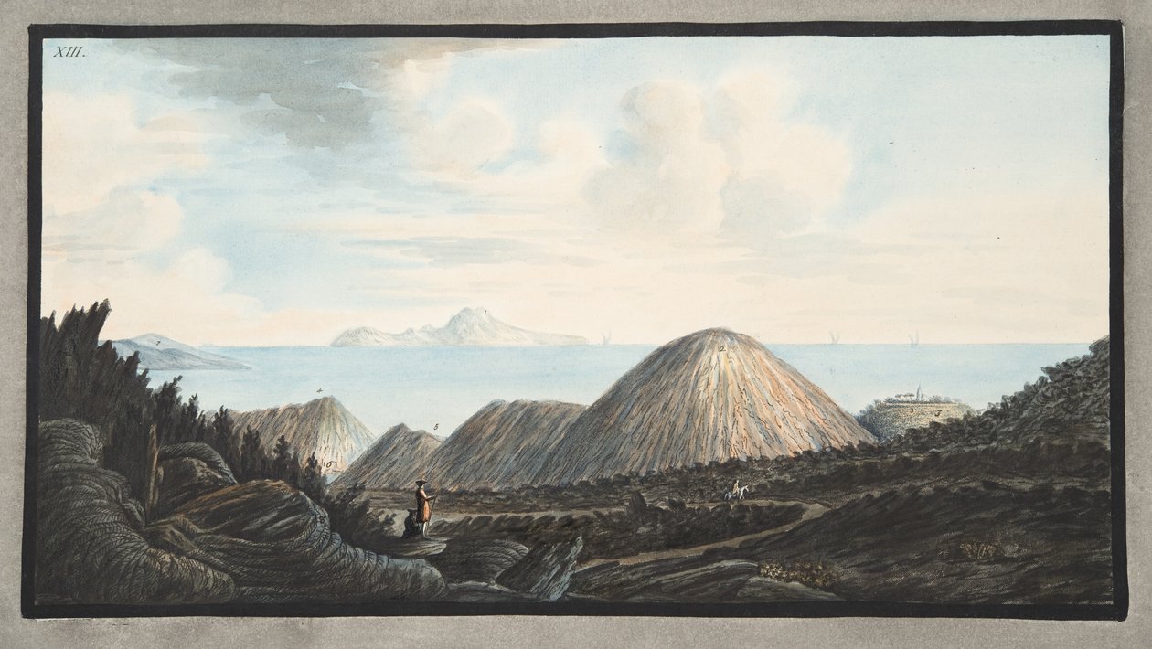 Ansicht des aktuellen Zustands des kleinen Berges, der durch die Explosion im Jahr 1760 entstanden ist, Platte XIII, aus 