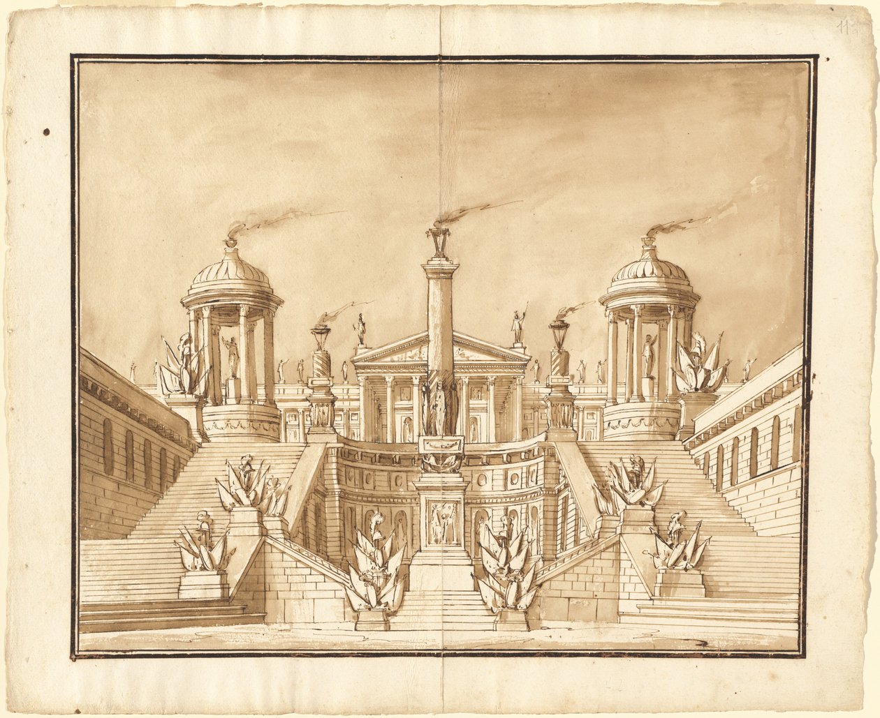 Fantasie eines antiken Kapitols mit Trophäen und großen Treppen von Pietro Gonzaga
