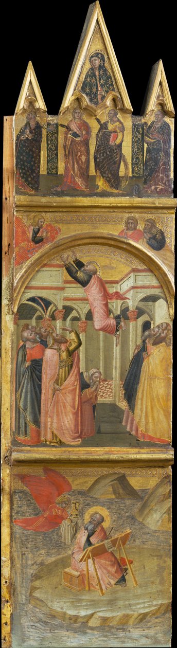 Der heilige Johannes der Evangelist auf Patmos, seine Himmelfahrt von Pietro Lorenzetti