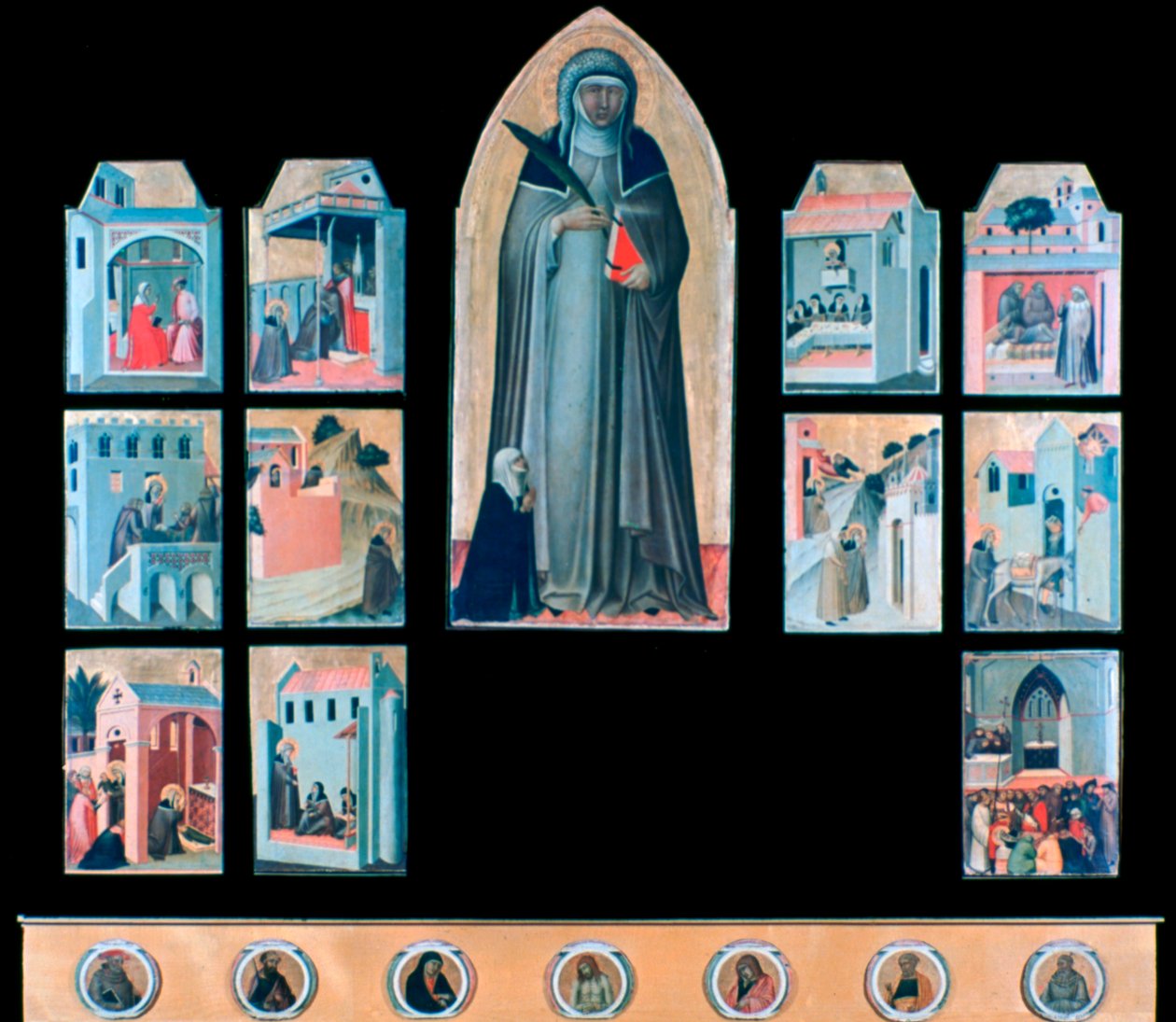 Die gesegnete Demut und elf Geschichten aus ihrem Leben, ca. 1306-1348 von Pietro Lorenzetti