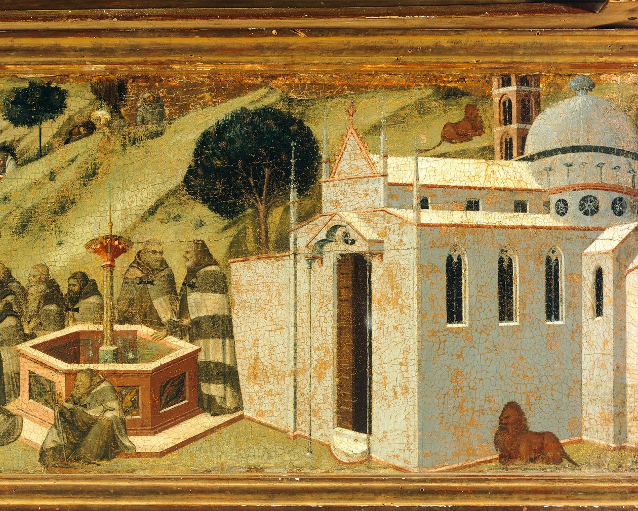 Die ersten Karmeliten-Einsiedler an der Quelle des Elija (Detail) von Pietro Lorenzetti